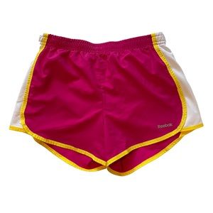 Reebok Girls Size M 10-12 sports shorts, berry pink/white/yellow, lined